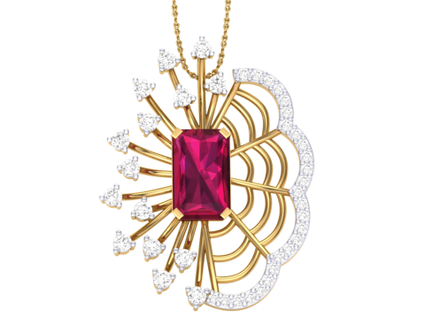 3D Printable Cad jewelry design of Lady diamond Pendant Model 3D