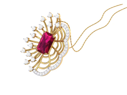 3D Printable Cad jewelry design of Lady diamond Pendant 3D Model