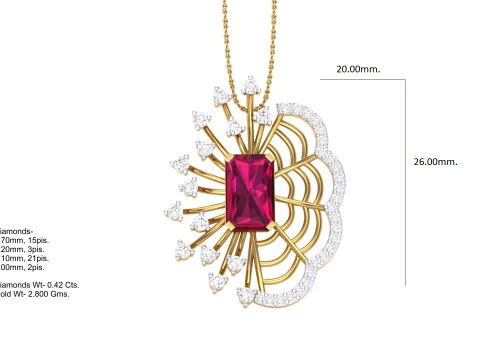 3D Printable Cad jewelry design of Lady diamond Pendant 3D Model