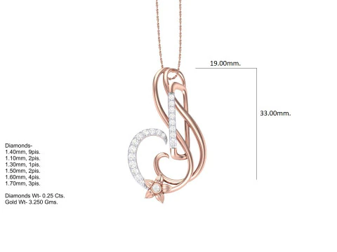 3D Printable Cad jewelry design of Lady diamond Pendant 3D Model