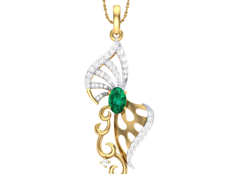 3D Printable Cad jewelry design of Lady diamond Pendant Model 3D