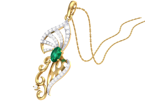 3D Printable Cad jewelry design of Lady diamond Pendant Model 3D