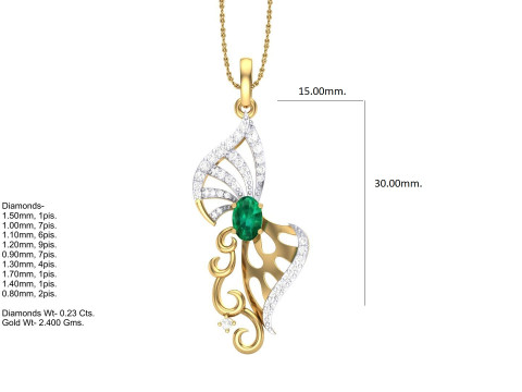 3D Printable Cad jewelry design of Lady diamond Pendant Model 3D