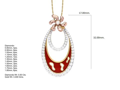 3D Printable Cad jewelry design of Lady diamond Pendant 3D Model