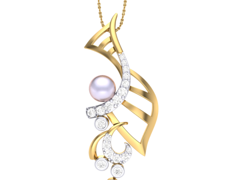 3D Printable Cad jewelry design of Lady diamond Pendant Model 3D