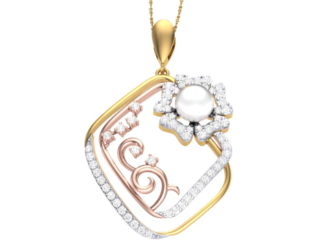 3D Printable Cad jewelry design of Lady diamond Pendant 3D Model