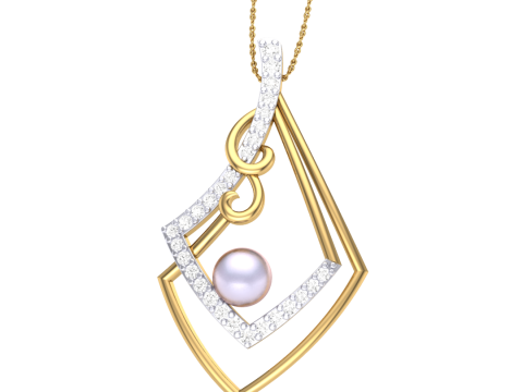 3D Printable Cad jewelry design of Lady diamond Pendant Model 3D