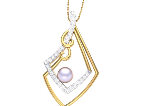 3D Printable Cad jewelry design of Lady diamond Pendant 3D Model