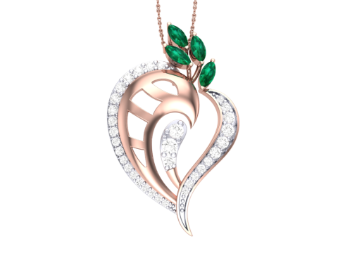 3D Printable Cad jewelry design of Lady diamond Pendant Model 3D