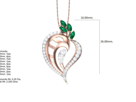 3D Printable Cad jewelry design of Lady diamond Pendant 3D Model