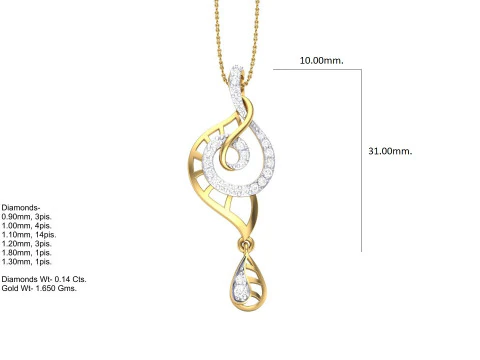 3D Printable Cad jewelry design of Lady diamond Pendant 3D Model