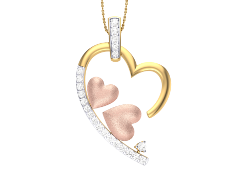 3D Printable Cad jewelry design of Lady diamond Pendant Model 3D