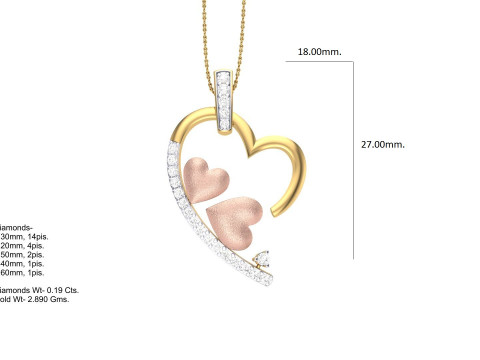 3D Printable Cad jewelry design of Lady diamond Pendant Modelo 3D