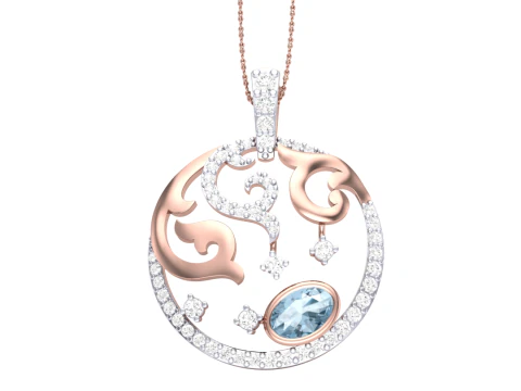 3D Printable Cad jewelry design of Lady diamond Pendant 3D Model