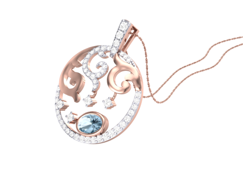 3D Printable Cad jewelry design of Lady diamond Pendant Modelo 3D