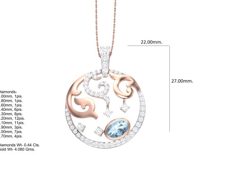 3D Printable Cad jewelry design of Lady diamond Pendant Modelo 3D