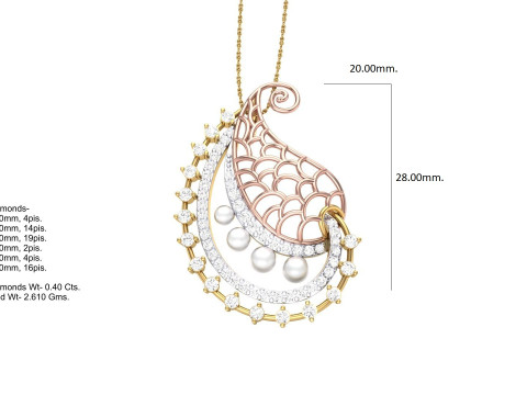 3D Printable Cad jewelry design of Lady diamond Pendant Modelo 3D