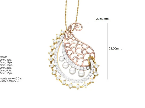 3D Printable Cad jewelry design of Lady diamond Pendant 3D Model