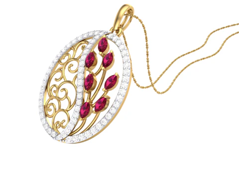 3D Printable Cad jewelry design of Lady diamond Pendant 3D Model
