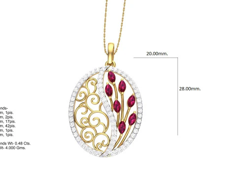 3D Printable Cad jewelry design of Lady diamond Pendant 3D Model
