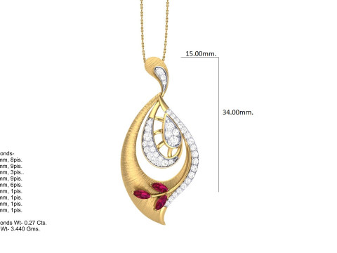 3D Printable Cad jewelry design of Lady diamond Pendant 3D Model