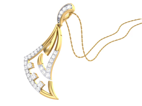 3D Printable Cad jewelry design of Lady diamond Pendant 3D Model