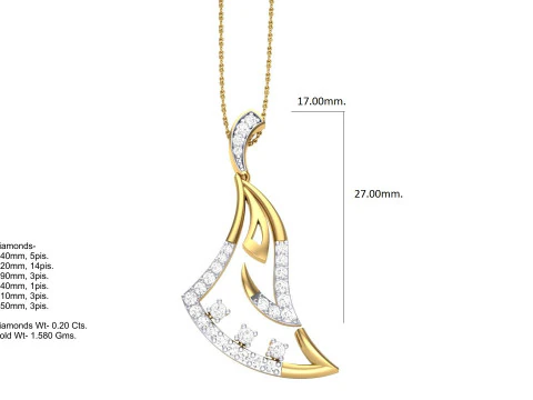 3D Printable Cad jewelry design of Lady diamond Pendant 3D Model