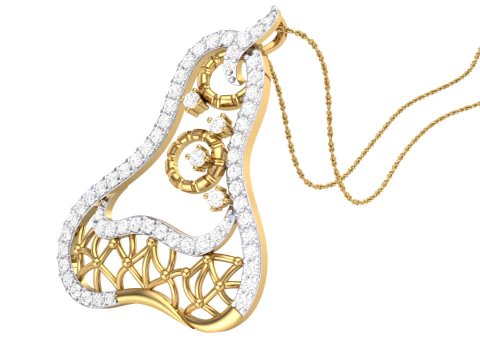 3D Printable Cad jewelry design of Lady diamond Pendant 3D Model