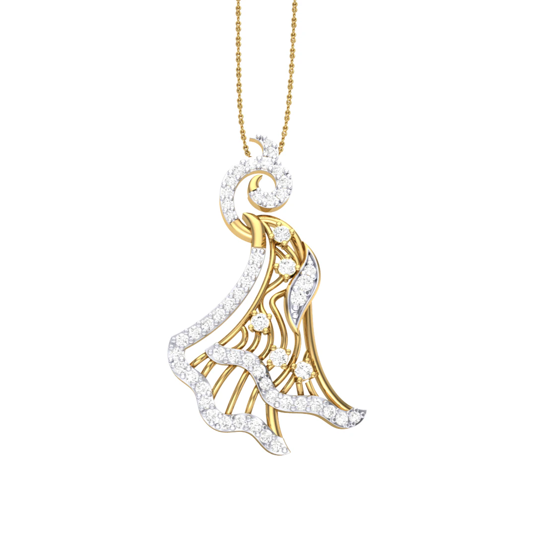 3D Printable Cad jewelry design of Lady diamond Pendant 3D Model .c4d .max .obj .3ds .fbx .stl .blend 