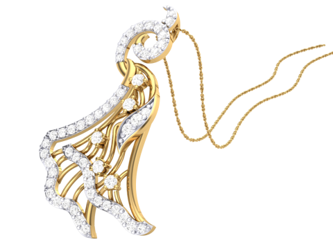 3D Printable Cad jewelry design of Lady diamond Pendant Model 3D