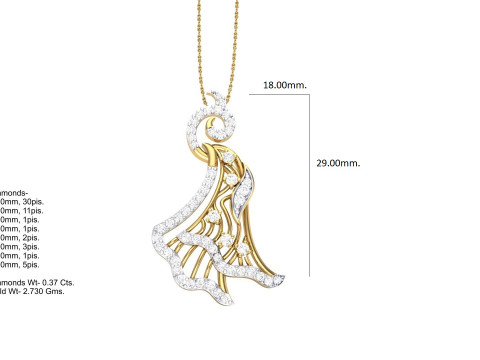 3D Printable Cad jewelry design of Lady diamond Pendant Model 3D