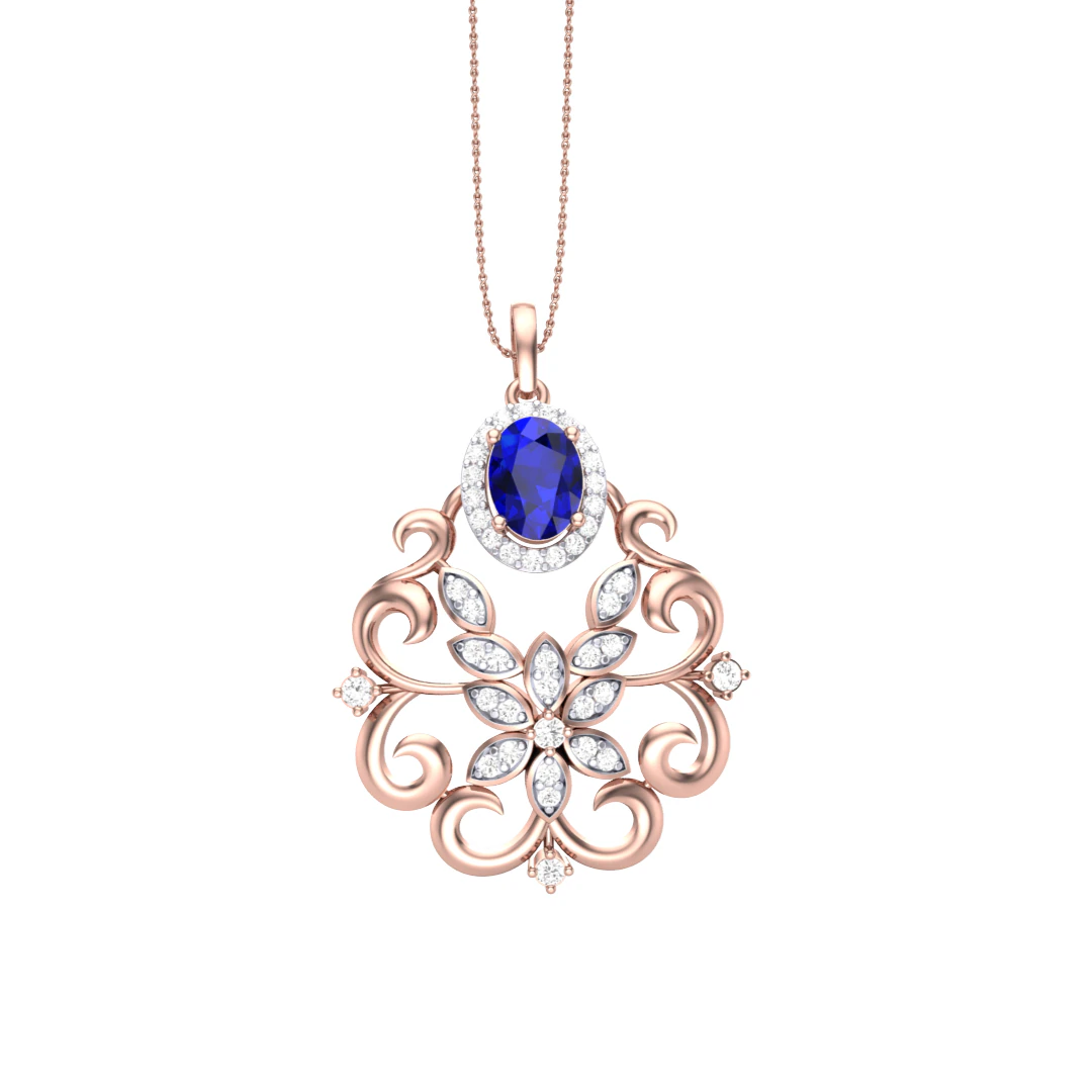 3D Printable Cad jewelry design of Lady diamond Pendant 3D Model .c4d .max .obj .3ds .fbx .stl .blend 