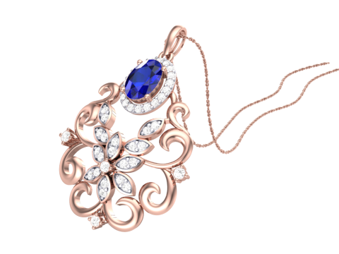 3D Printable Cad jewelry design of Lady diamond Pendant 3D Modell