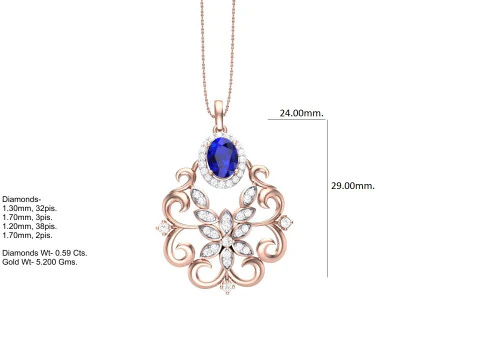 3D Printable Cad jewelry design of Lady diamond Pendant 3D Model