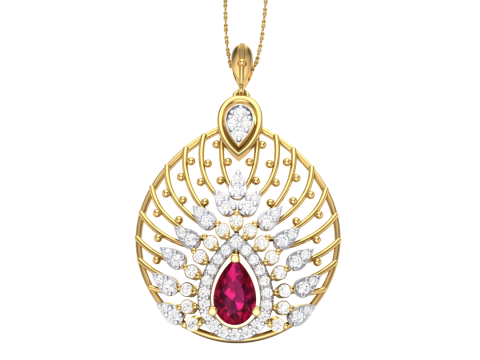 3D Printable Cad jewelry design of Lady diamond Pendant Modelo 3D