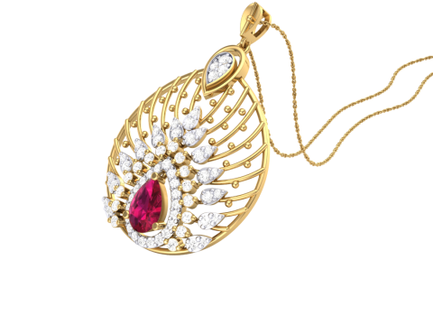 3D Printable Cad jewelry design of Lady diamond Pendant Modelo 3D