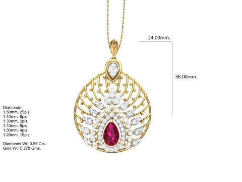 3D Printable Cad jewelry design of Lady diamond Pendant Modelo 3D