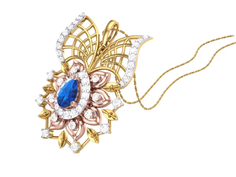 3D Printable Cad jewelry design of Lady diamond Pendant 3D Model