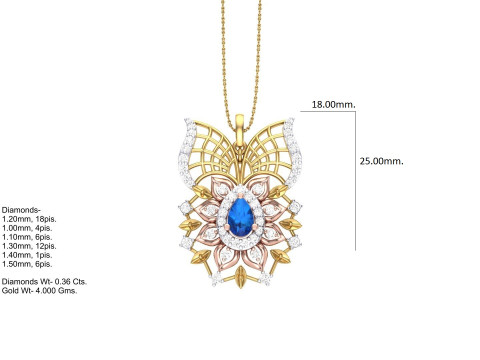 3D Printable Cad jewelry design of Lady diamond Pendant Modelo 3D