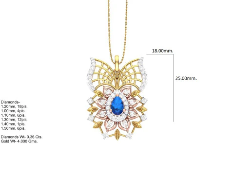 3D Printable Cad jewelry design of Lady diamond Pendant 3D Model