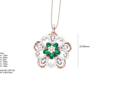 3D Printable Cad jewelry design of Lady diamond Pendant 3D Модель