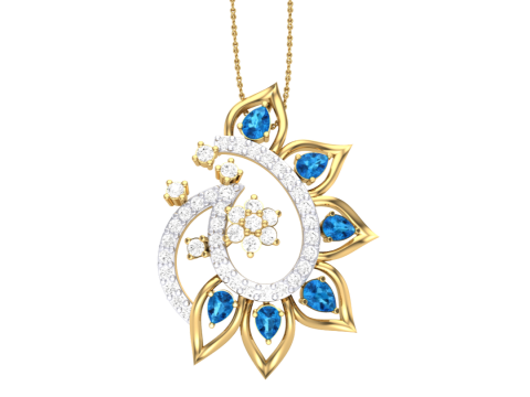 3D Printable Cad jewelry design of Lady diamond Pendant Modelo 3D