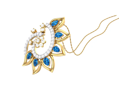 3D Printable Cad jewelry design of Lady diamond Pendant 3D Model
