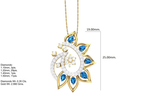 3D Printable Cad jewelry design of Lady diamond Pendant 3D Model
