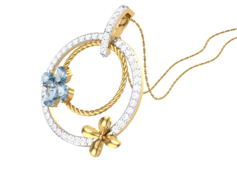 3D Printable Cad jewelry design of Lady diamond Pendant 3D Model