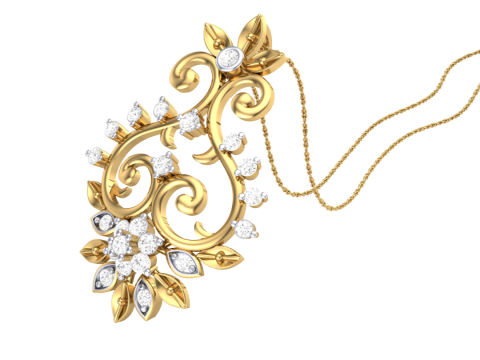 3D Printable Cad jewelry design of Lady diamond Pendant Modelo 3D