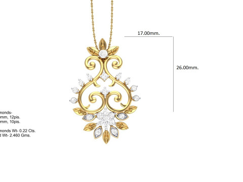 3D Printable Cad jewelry design of Lady diamond Pendant Modelo 3D