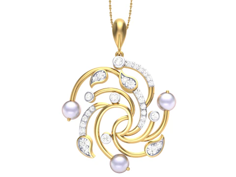 女士钻石吊坠的 3D 可打印 Cad 珠宝设计 3D 模型