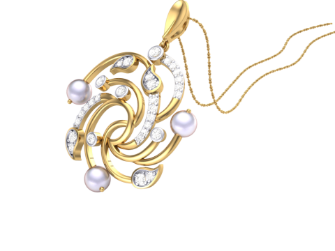 3D Printable Cad jewelry design of Lady diamond Pendant Modèle 3D