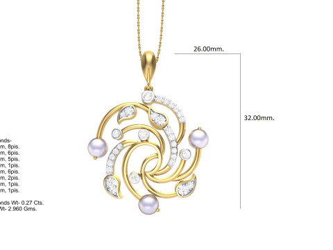 3D Printable Cad jewelry design of Lady diamond Pendant Modèle 3D